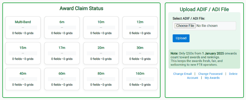 Empty dashboard showing no awards or award eligibility