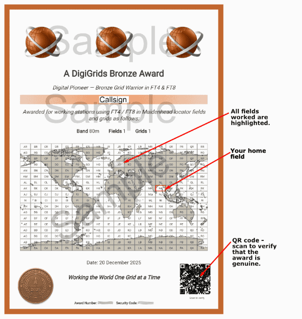 Example of a Bronze Certificate